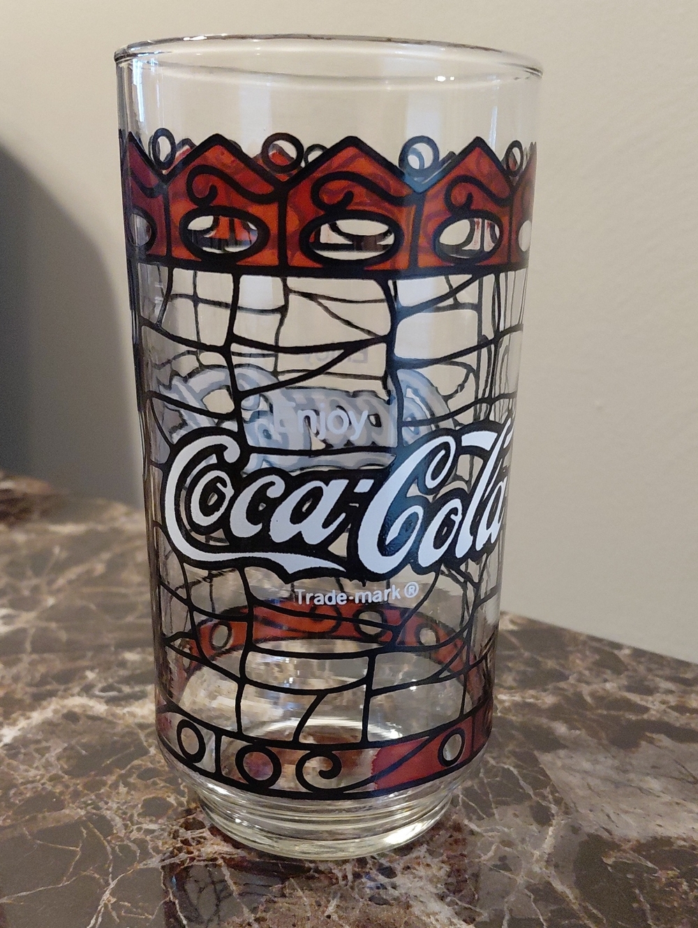 Vintage 1976 Coca-Cola Hardee's Tiffany-Inspired Stained Glass Drinking Glass